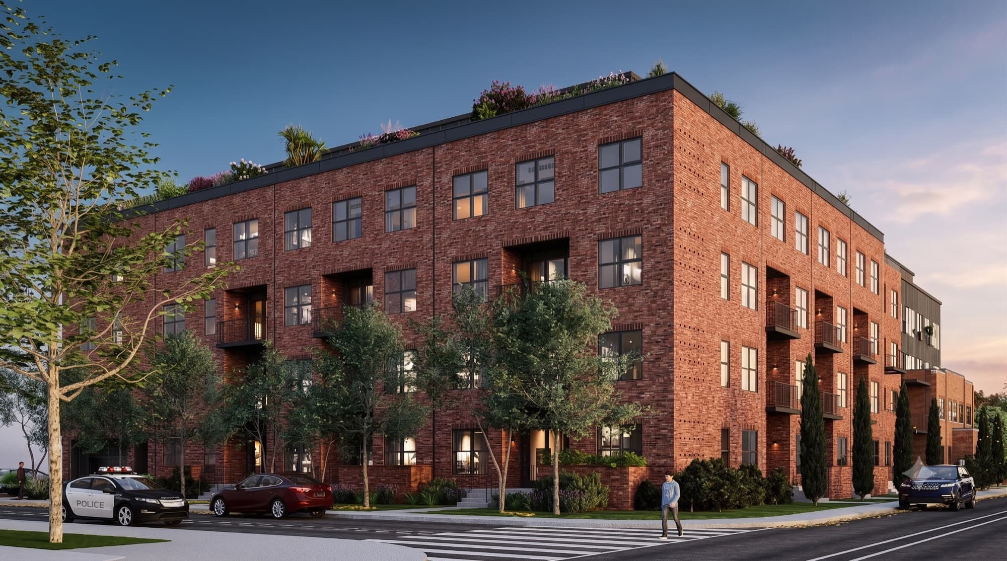 Exterior rendering — street facade